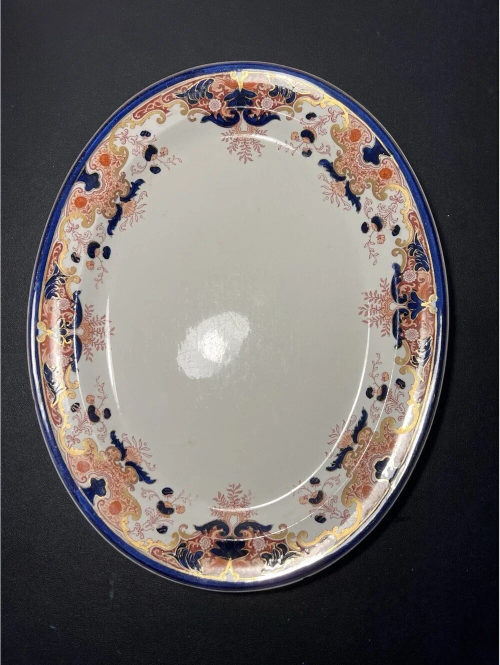 Booths Antique 1890s Serving Platter Lucania Imari Style Semi-Porcelain 15x11.5”
